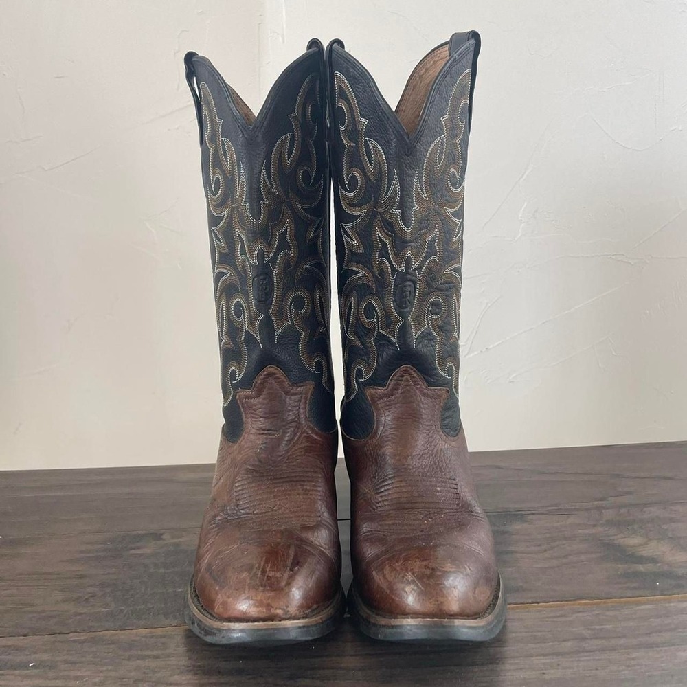 Tony Lama Men's 7900 Brown Black Stiched Western Boots Size 8D - Picture 2 of 8
